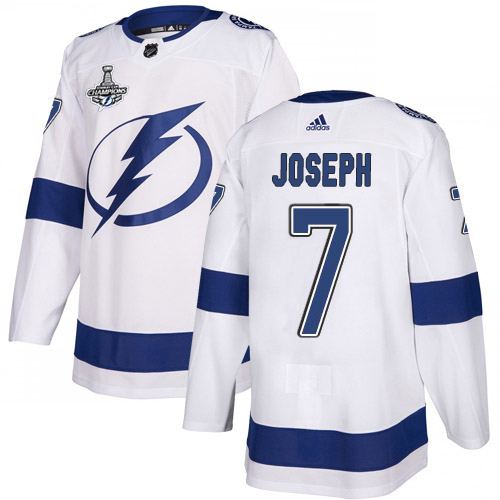 Adidas Tampa Bay Lightning Men #7 Mathieu Joseph White Road Authentic 2020 Stanley Cup Champions Stitched NHL Jersey